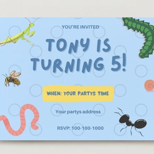 Bug outdoor birthday party invitation