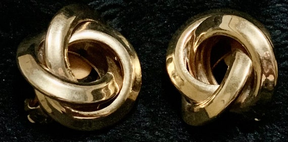 Iconic Givenchy Gold Tone Knot Clip On Earrings -… - image 1