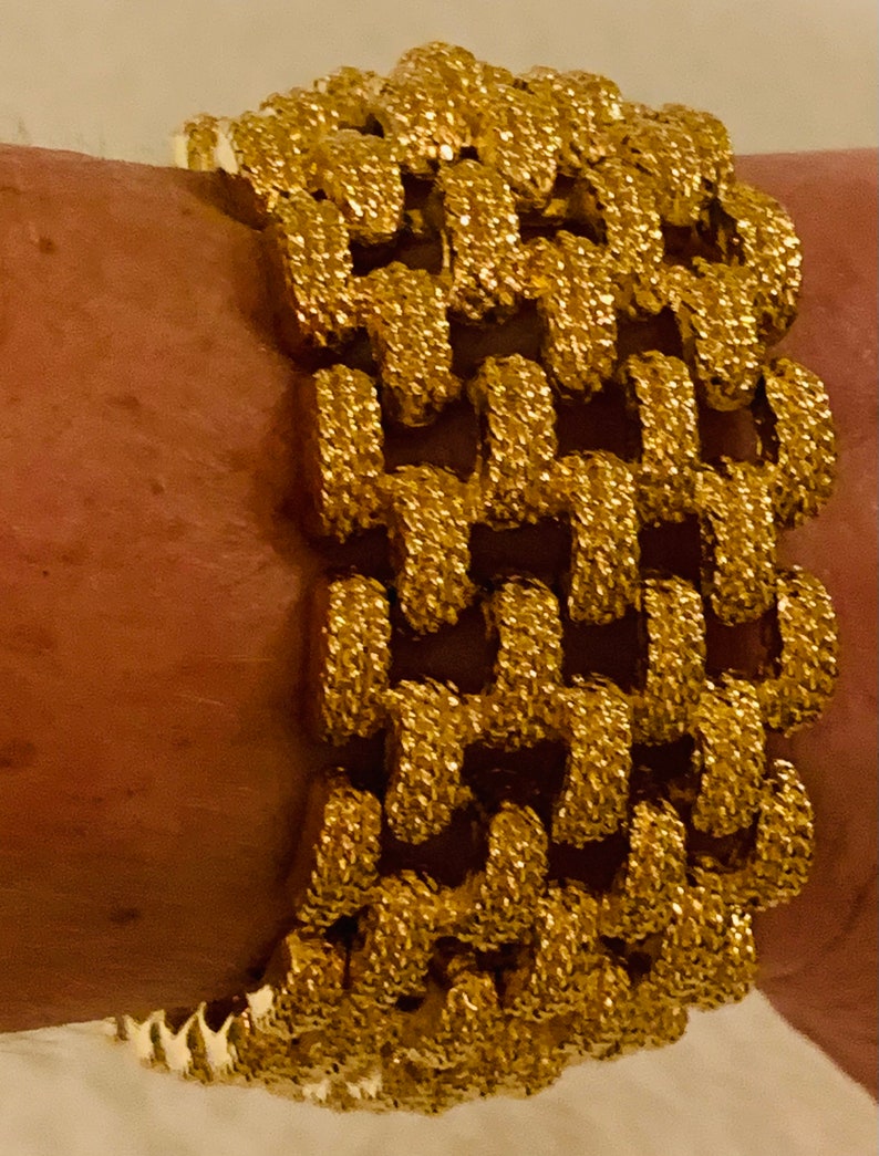 Rare Vintage Monet Gold Plated Mesh 