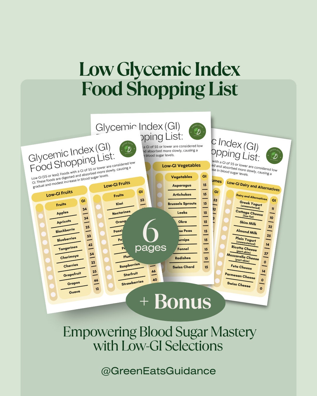 Low Glycemic Index Food Shopping List and Guide Glycemic Index, Food ...