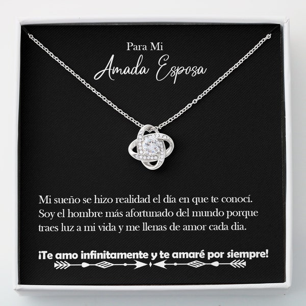 Regalo para Esposa, Hermoso Collar con Baño de Oro Blanco 14K, Regalo de San Valentin para Esposa