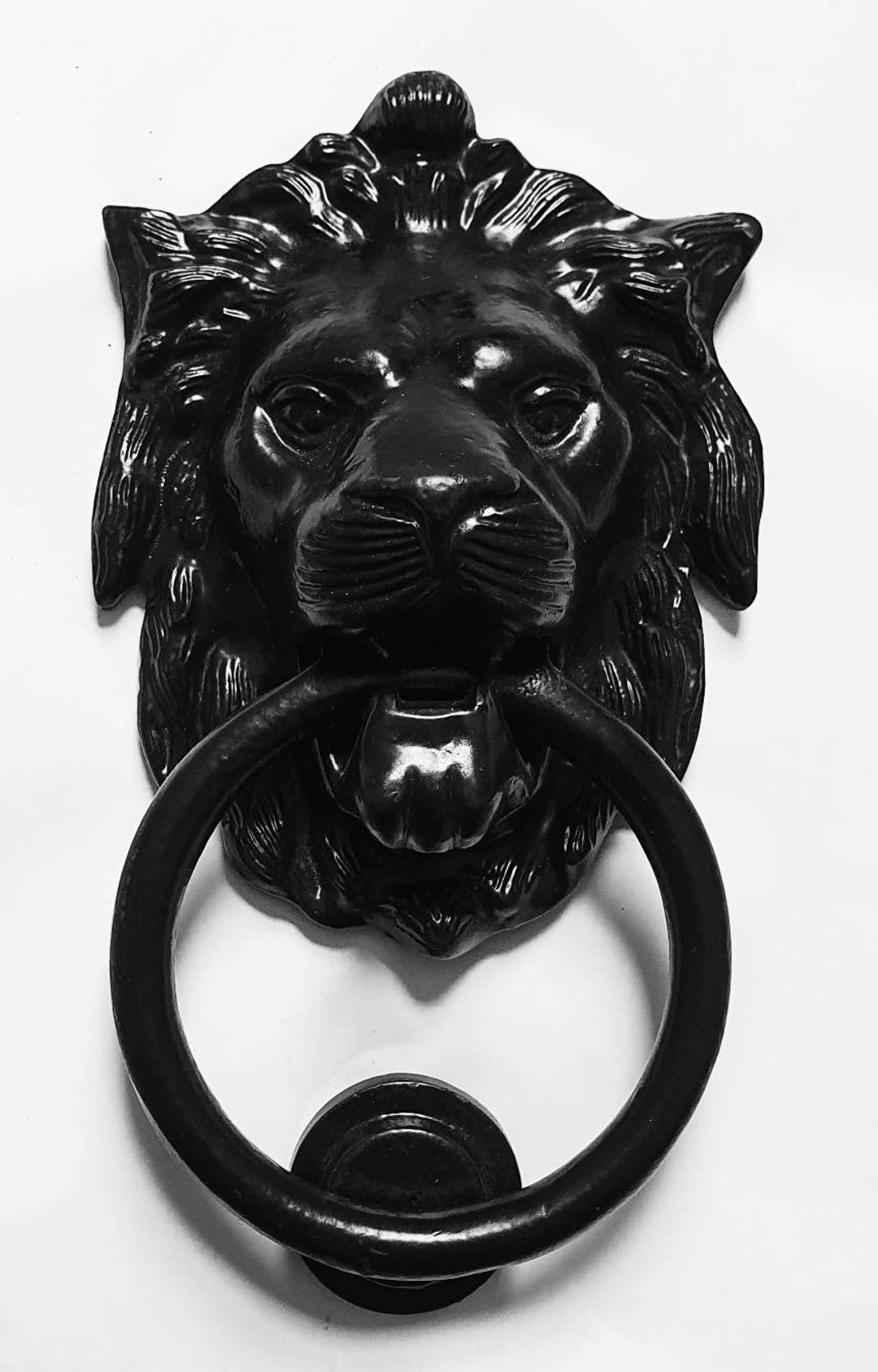 Lion Front Door Knocker Black Cast Iron Etsy