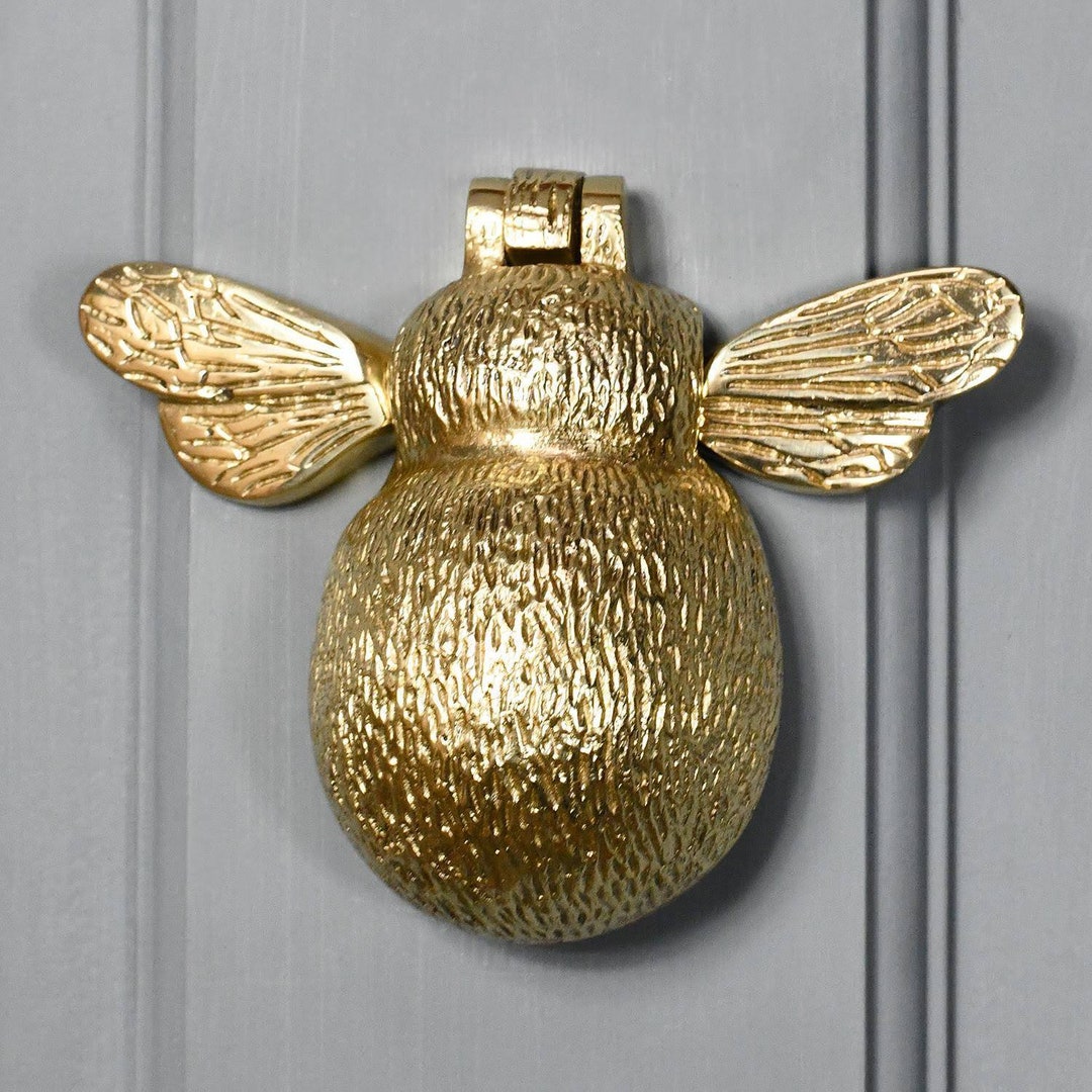 Polished Brass Bumble Bee Front Door Knocker Door Hardware Solid Brass ...