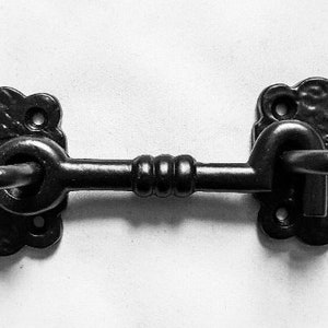 Cabin Hook and Eye Latch Antique Black Twisted Fancy 100mm Iron 4" Door Shed Gate