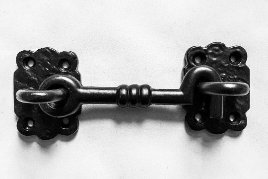 Cabin Hook and Eye Latch Antique Black Twisted Fancy 100mm Iron 4 Door Shed  Gate 