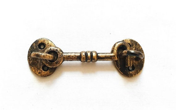 Cabin Hook and Eye Latch Brass Antique Twisted Fancy 100mm Iron 4