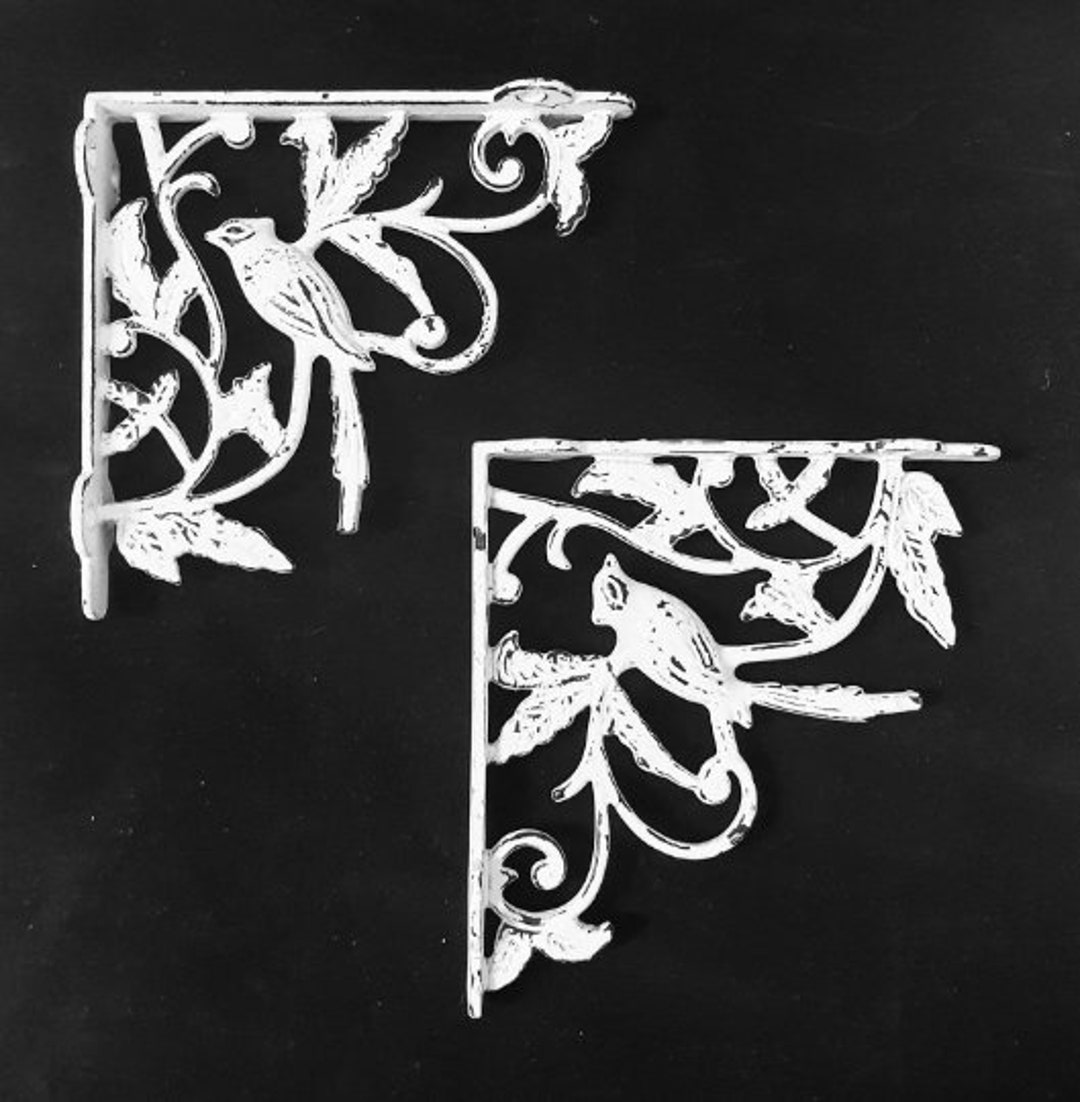 White Antique Wall Shelf Bracket Bookcase 7 X 7 Industrial Black and White Pair Wall One Bird Etsy