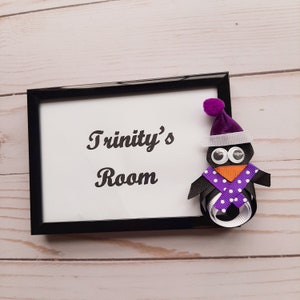 Adelie Penguin Decor, Children&#39;s Room Sign, Door Sign, Personalized Name