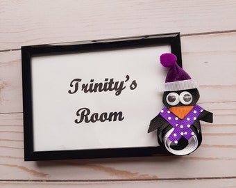 Adelie Penguin Decor, Children's Room Sign, Door Sign, Personalized Name