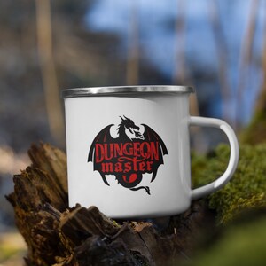 DnD Mug, Dnd DM Enamel Mug, D&D Dragon Mug, D and D Fantasy Camping Mug, DM Mug, Dnd Inspired Mug, Dungeons and Dragons Mug, Gift for DM