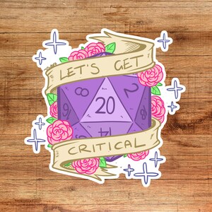 Dnd Stickers, Planner Stickers, Let&#39;s Get Critical Sticker, Dnd Dice Sticker, Funny Dnd Sticker, RPG Stickers, D20 Sticker, Critical Role