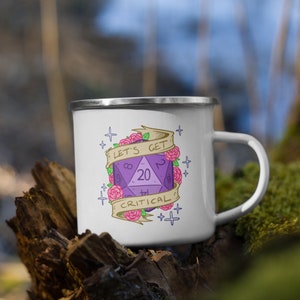 DnD Mug, Dnd Enamel Mug, Lets Get Critical Mug, Dnd Camping Mug, RPG Mug, Dnd Mugs, D&D Inspired Mug Gift, D20 Mug, DM Mug