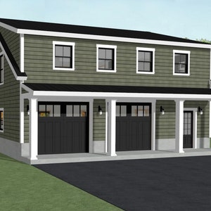 The Olive Apartment Floor Plan, 2 bed, 1 bath, garage with apartment above.  1,100 sq ft.