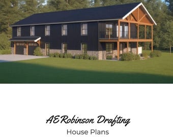 Plano de la casa tipo granero Barnwood, 3 habitaciones, 3 baños, diseño de casa tipo granero, 3300 pies cuadrados.