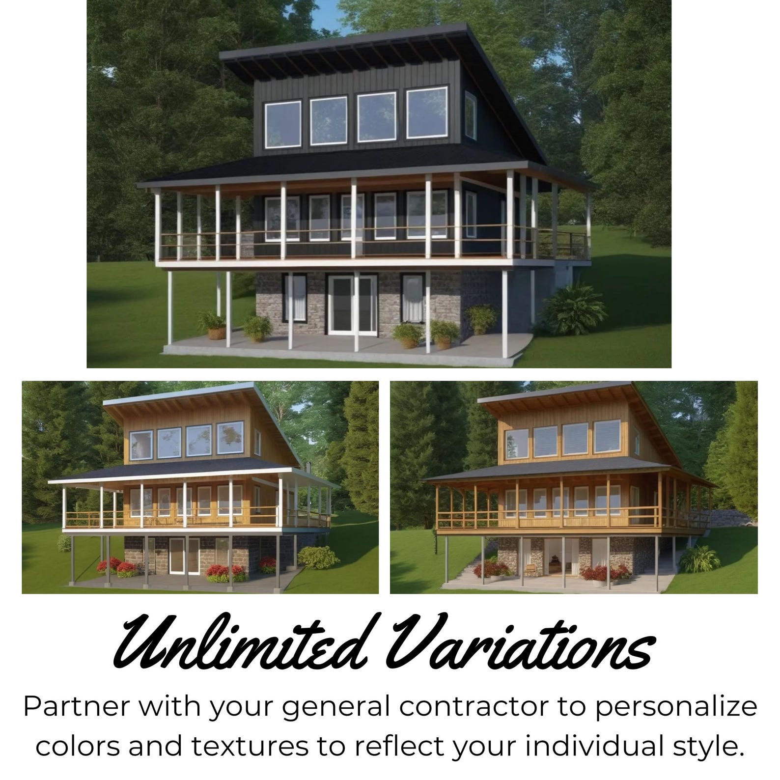 The Brookside House Plan, 3 Bed 2 Bath, Walkout Basement, 1300 Sqft. - Etsy
