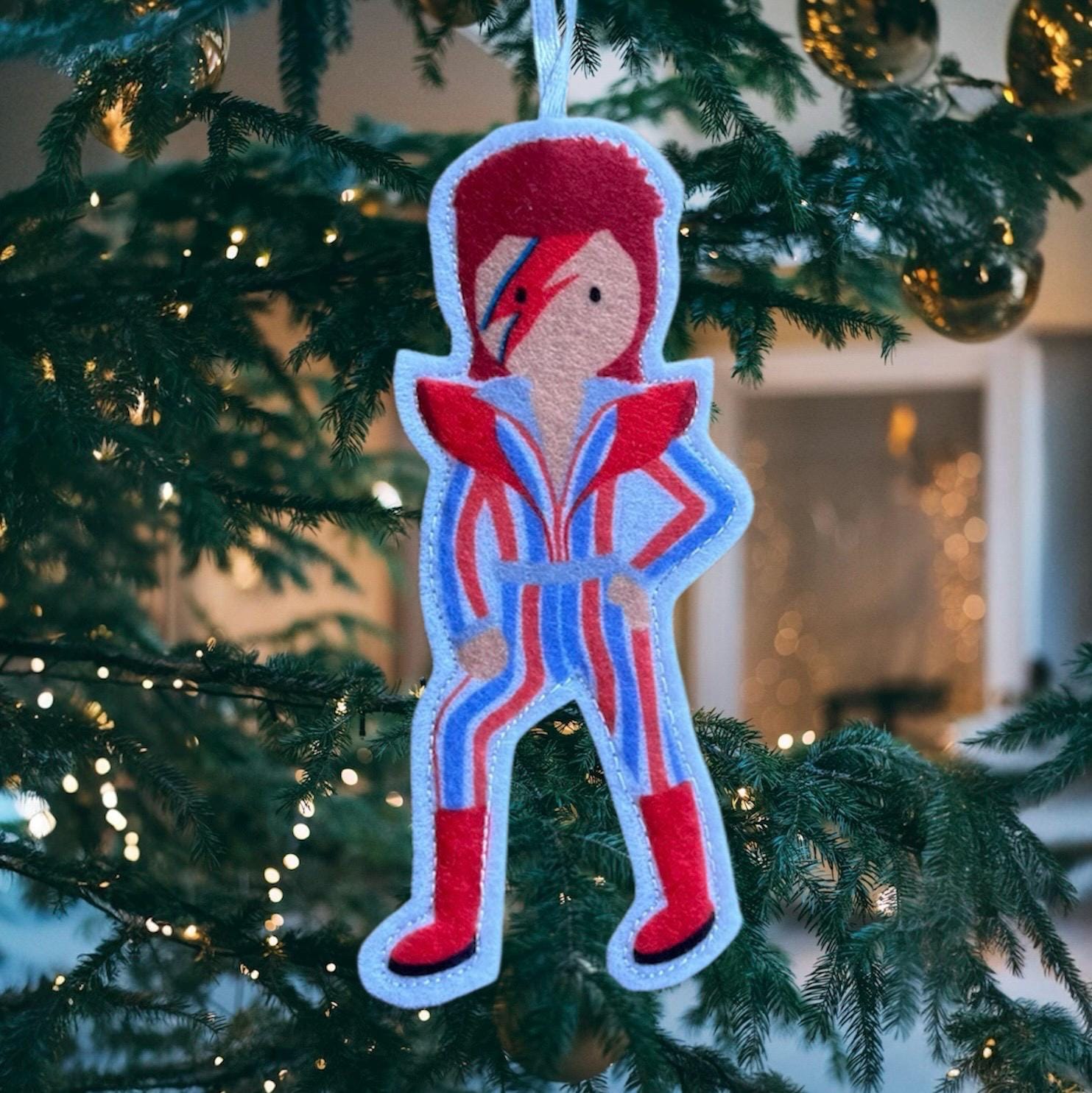 David Bowie Inspired Felt Ornament , Christmas Decoration, Hanging