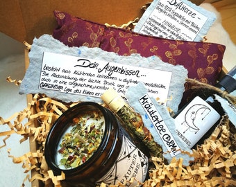 Entspannungs-Box Gr. M: Geschenkset Wellness Entspannung Geschenk Frau Freundin Augenkissen Duftkerze  Self Care Geburtstag