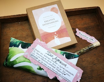 12 card set "Creative Relaxation" & eye pillow - gift set relaxation tea