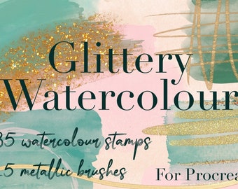 Glitter & Watercolor Brushes and Stamps for Procreate- watercolor stamps - glitter brushes - Watercolor glitter
