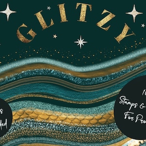 Glitzy Glitter & Metallic Brushes for Procreate- Stamps - Glitter Brush