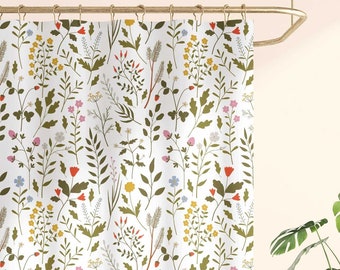 Colorful Floral Shower Curtain | Boho Wildflower | Farmhouse Bathroom Decor