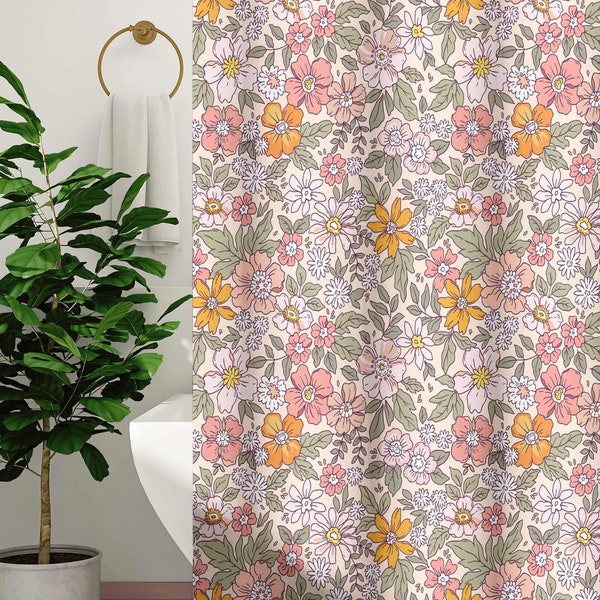 Blush Floral Curtains Etsy