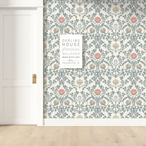 William Morris Floral Wallpaper | Premium Removable Peel Stick | Sage Green Art Nouveau Mural | Vintage Botanical Wall Decor | FL076-MULT