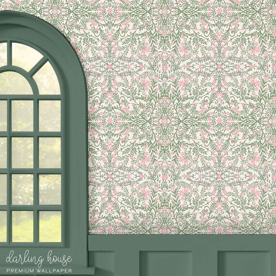 Peel Stick Floral Wallpaper Vintage Art Nouveau William Etsy