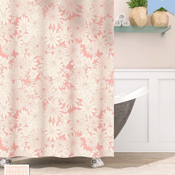 Coral Shower Curtain Etsy