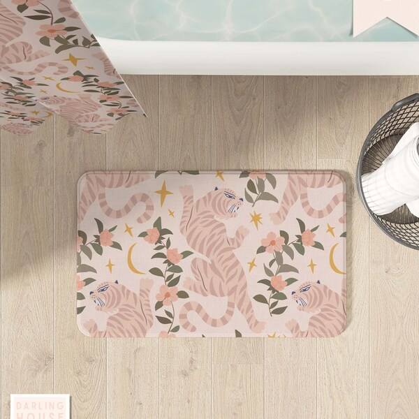 Pink Tiger Shower Curtain Etsy