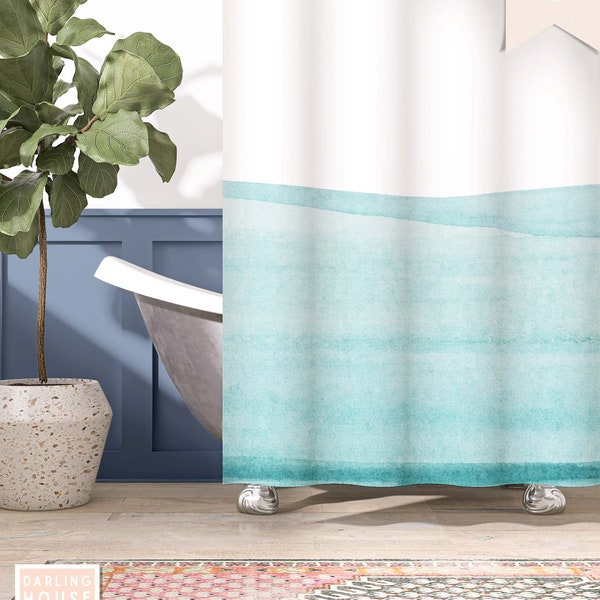 Aqua Shower Curtain Etsy