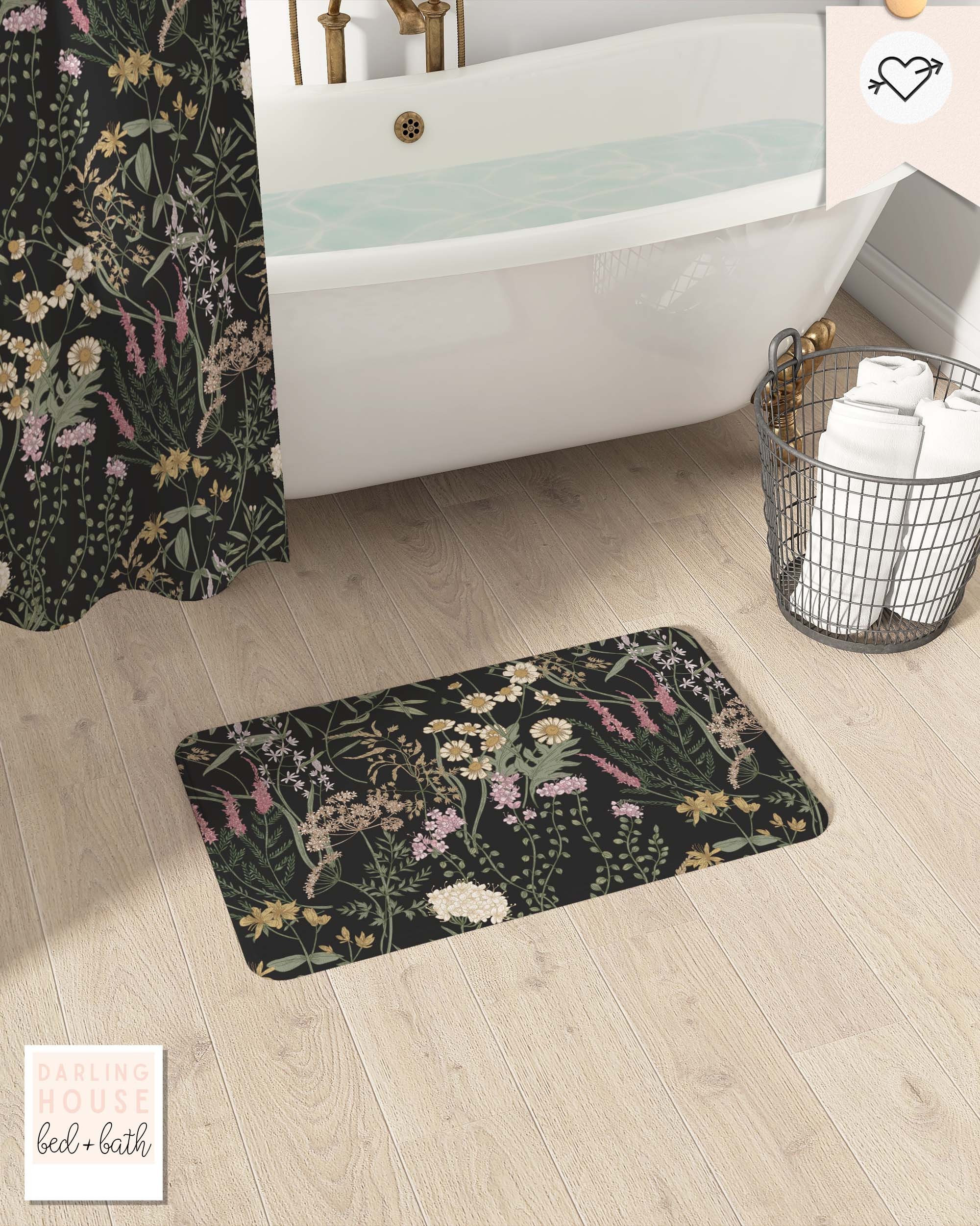 TRUEDAYS Boho Absorbent Bath Mat with Non Slip Backing - Mid