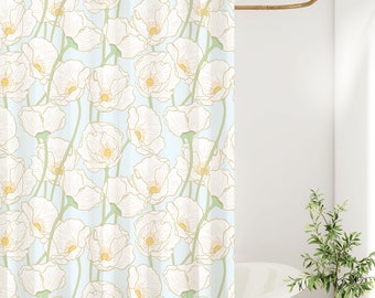 Floral Art Nouveau Fabric Shower Curtain | William Morris Botanical Bathroom Decor