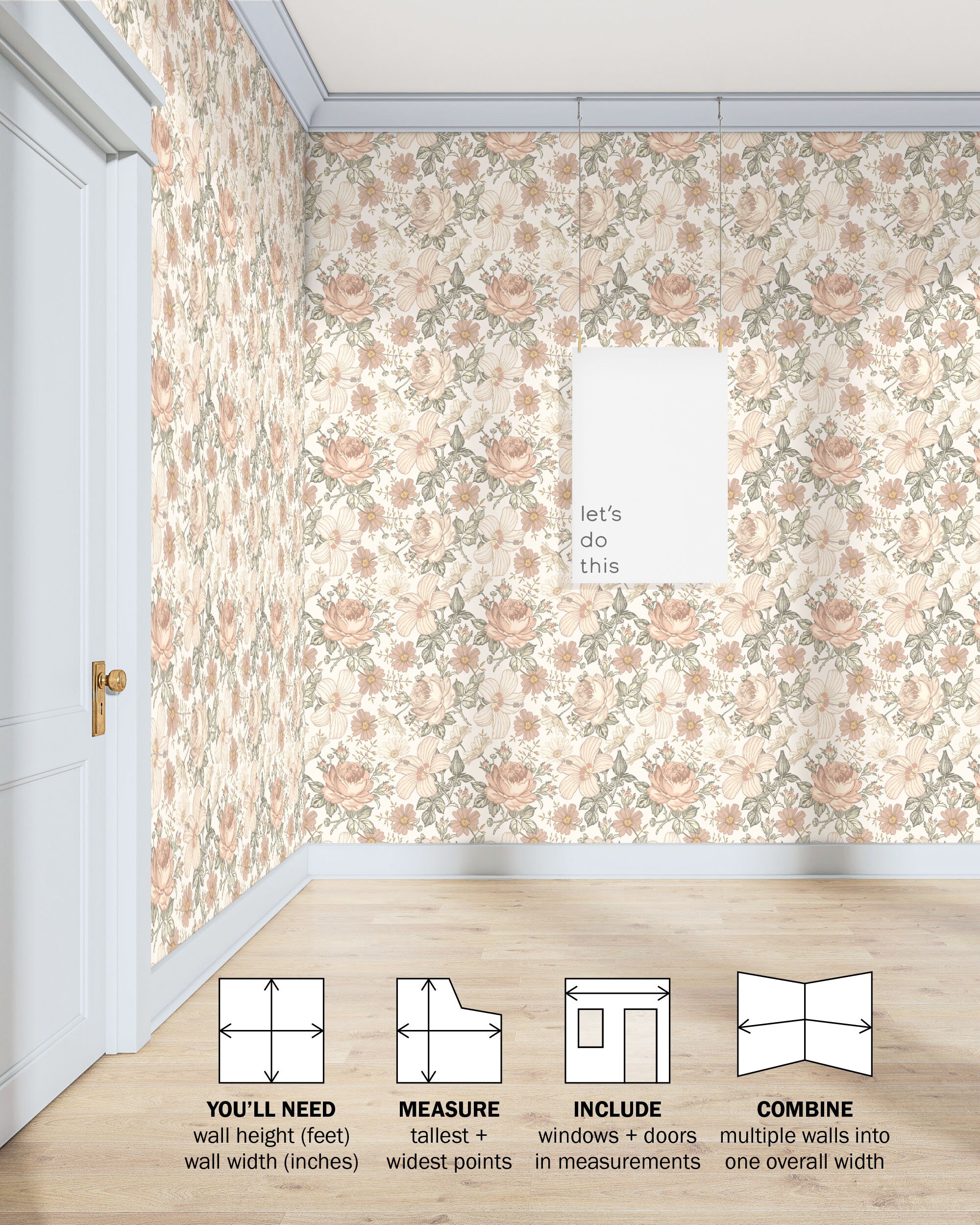 Blush Pink Retro Floral Wallpaper | Removable Peel Stick | Boho Botanical  Peony Rose Mural | Vintage Cottagecore Nursery Wall Decor |FL082-P - Etsy, image size:2000x2500