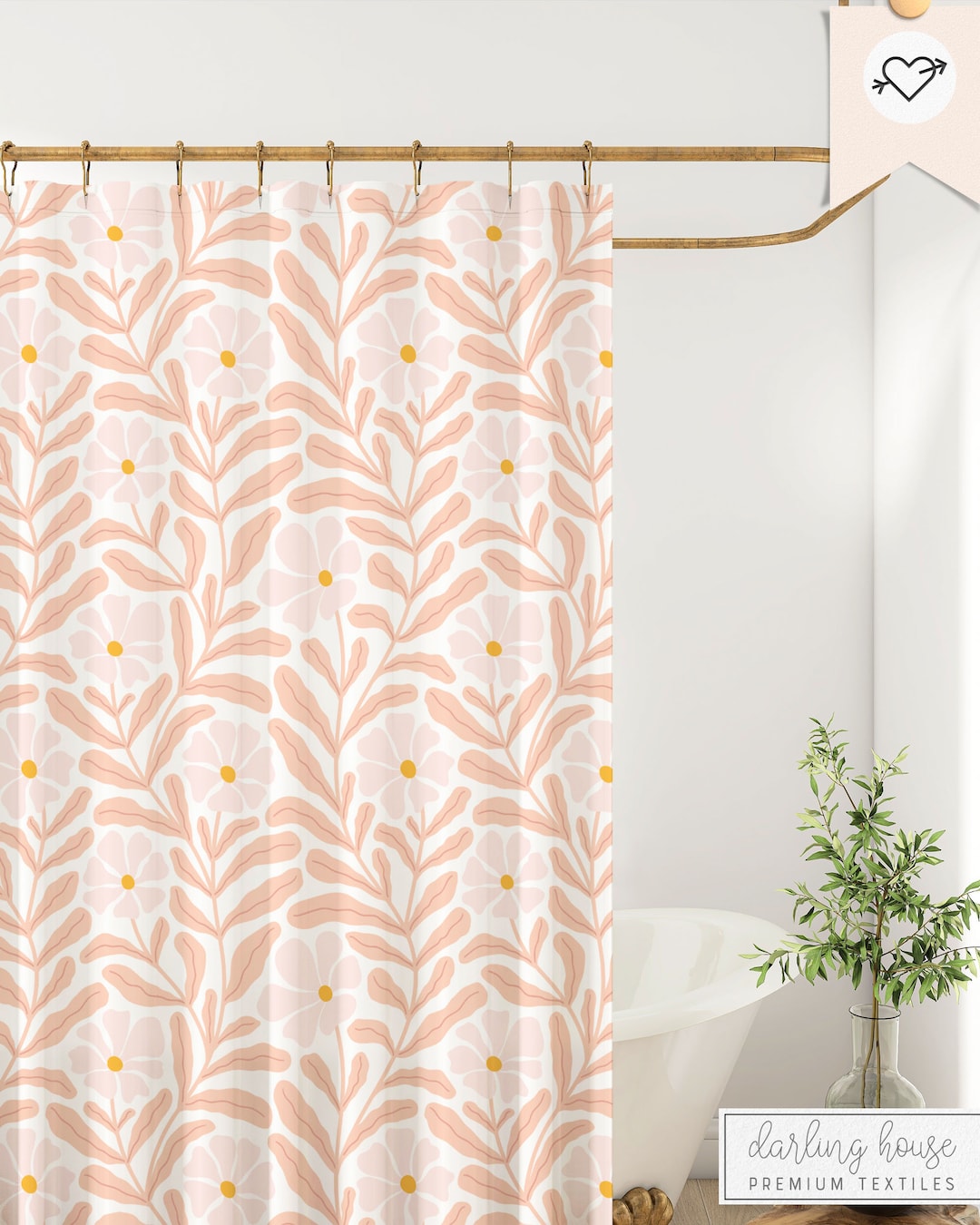 Retro Pink Daisy Shower Curtain | Vintage Floral 60s 70s Botanical Bath ...