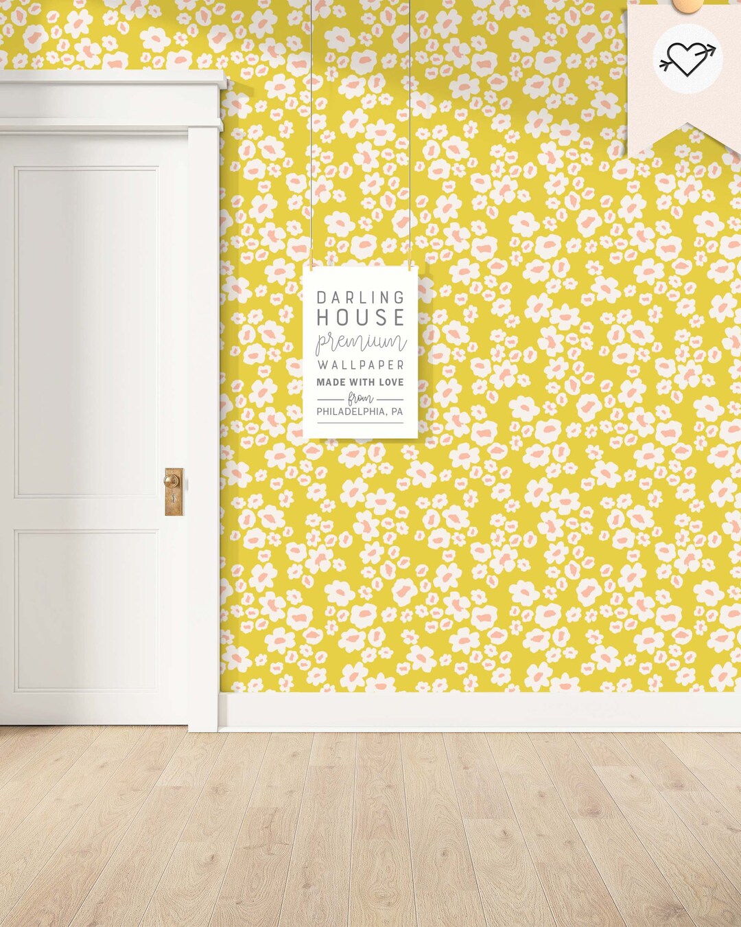 Bright Bold Yellow Floral Wallpaper Premium Removable Peel Stick