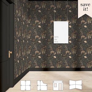 Puede incluir: Una ilustraci&oacute;n gr&aacute;fica que muestra c&oacute;mo medir una habitaci&oacute;n para papel tapiz. La ilustraci&oacute;n muestra una habitaci&oacute;n con una puerta y una ventana. El texto dice "Necesitar&aacute;s altura de la pared (pies) ancho de la pared (pulgadas)", "Medir el punto m&aacute;s alto + los puntos m&aacute;s anchos", "Incluir ventanas + puertas en las medidas", y "Combinar varias paredes en un ancho general".