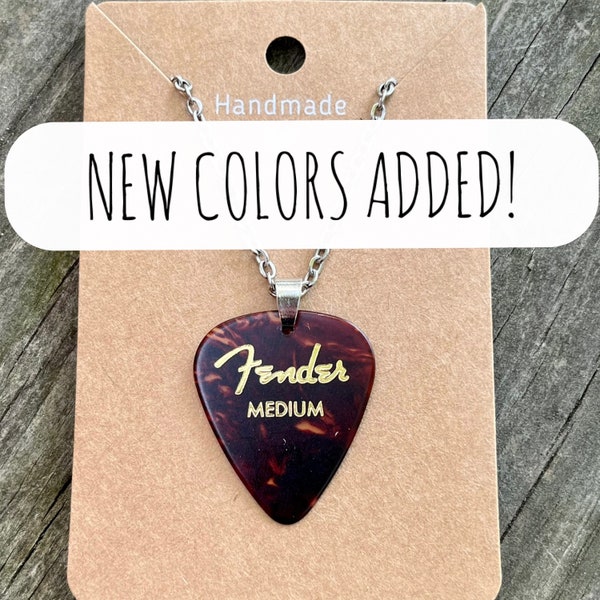 Guitar Pick Necklace, Fender Pick Necklace, Eddie’s Necklace, multiple colors available!