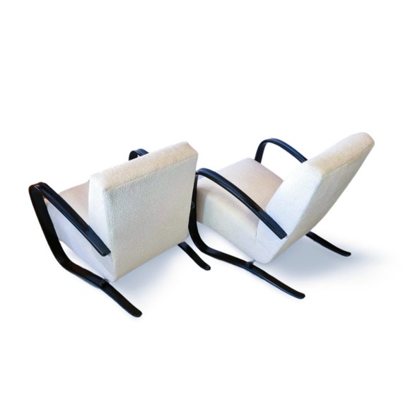 Set of 2 Jindrich halabala H269 Lounge chairs whi… - image 3