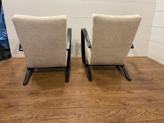 Set of 2 Jindrich halabala H269 Lounge chairs whi… - image 8