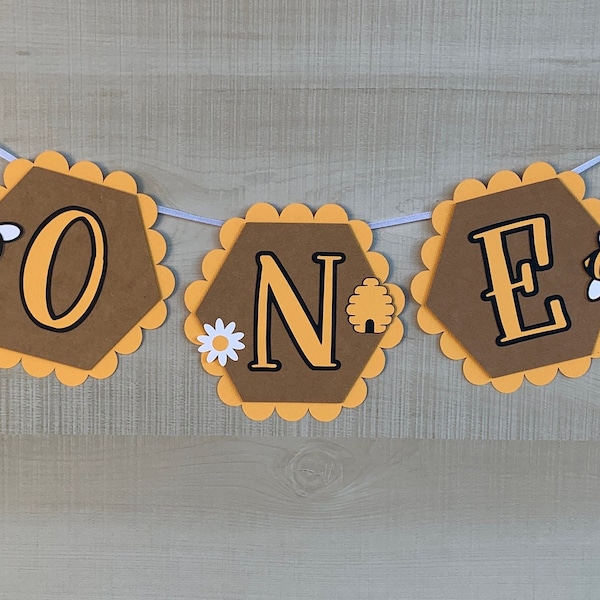 Happy Bee Day Bee Theme Highchair Banner Photo Prop Birthday Decoration Discontinued Cardstock