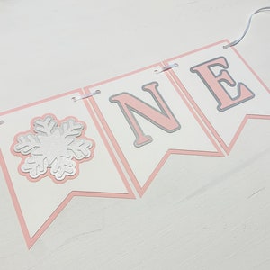 Pink Snowflake Highchair Banner Paper Party Decoration