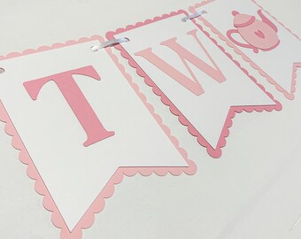 Tea Party Pink Two Highchair Banner Paper Party Decoration