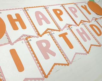Orange Happy Birthday Banner Paper Party Decoration