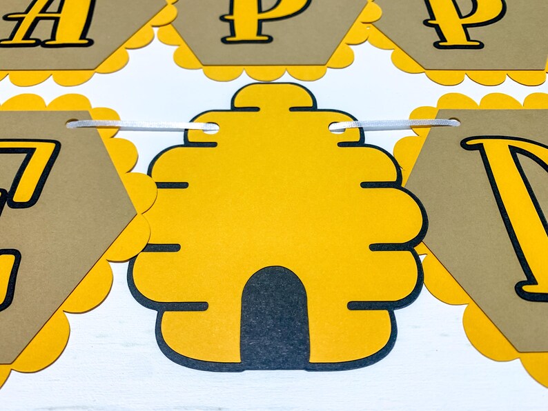 Bee Happy Birthday Banner Paper Party Decoration - Etsy