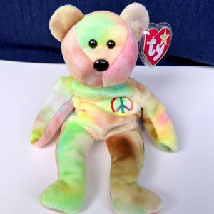 RARE! Ty Beanie Baby Peace TM. 1996 Tag error - Multicolor (One)