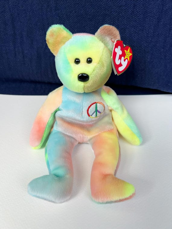 RARE! Ty Beanie Baby Peace 1996 Tag Error Multicolor (two