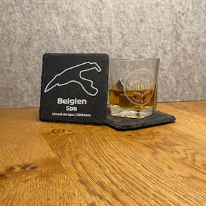 Untersetzer Schiefer lasergraviert  -  Formel 1 - Rennstrecken  -  auch individuell anpassbar -  Geschenk - Geschenkidee für Motorsport-Fans
