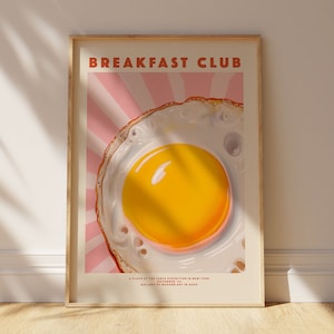 Printable Wall Art Poster for Kitchen Decor Breakfast Club Poster Eclectic Apartment Decor Digital Download Pink Apartment Wall Art