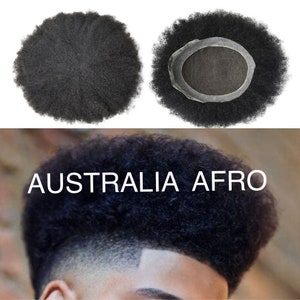 Just Hair Piece Australia Afro Curly Mens Toupee Lace PU African American Human Hair System for Men 10mm